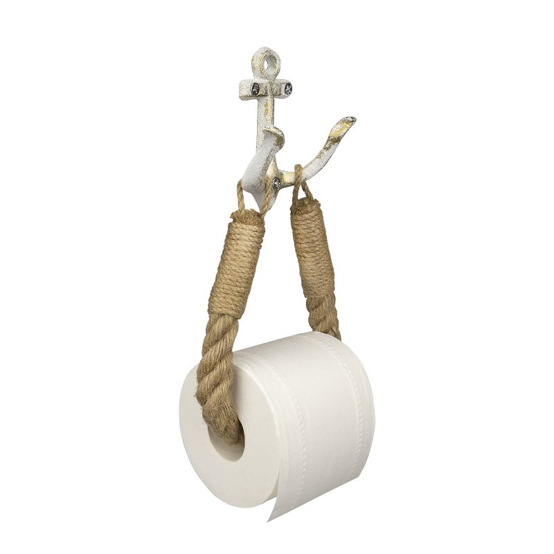 ROXLLGJC Nautical Rope Toilet Paper Holder Coastal Towel Holder with Metal Hook for Bathroom Decor (White) - Image 5